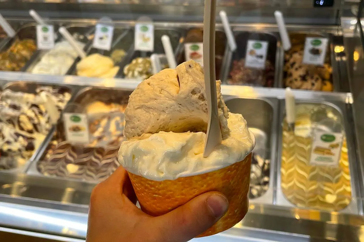 Italian ice cream at Cento gelato artigianale italiano gelateria in Naples