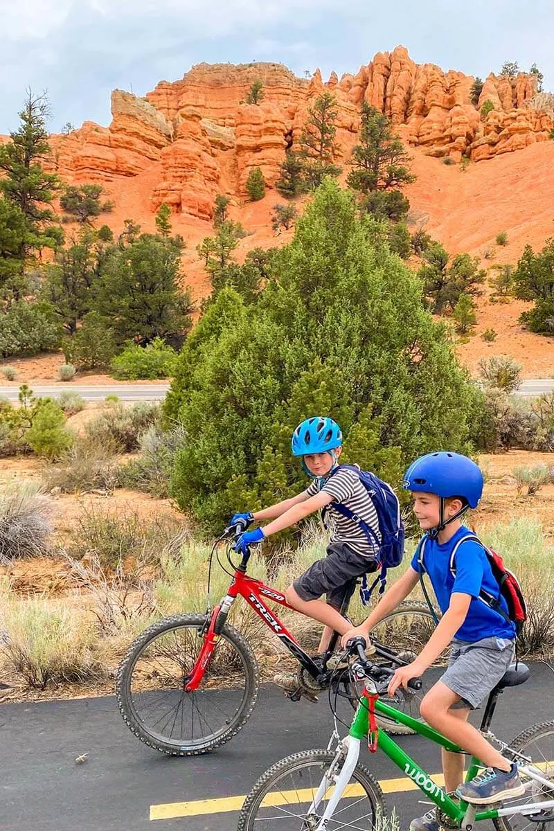 Kids biking in Red Canyon Utah