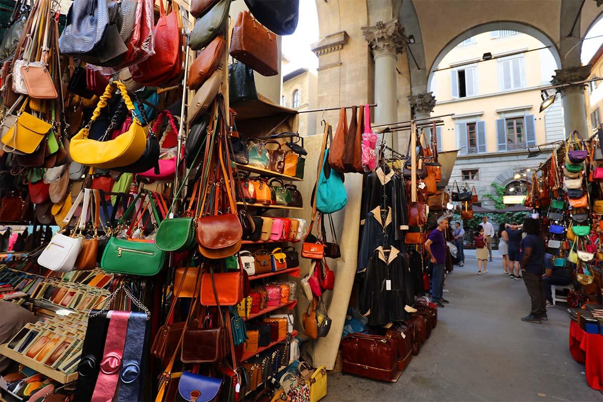 Mercato del Porcellino leather market in Florence