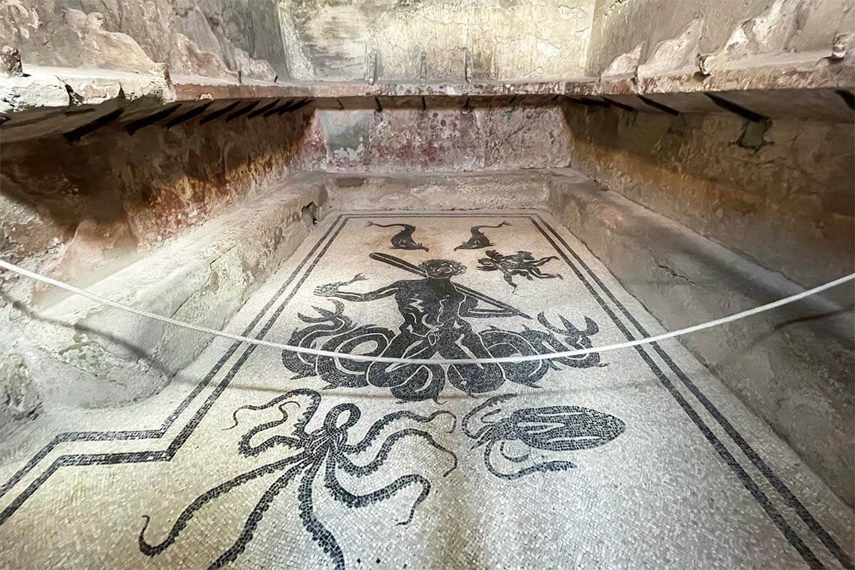 Mosaics in the Roman baths at Herculaneum