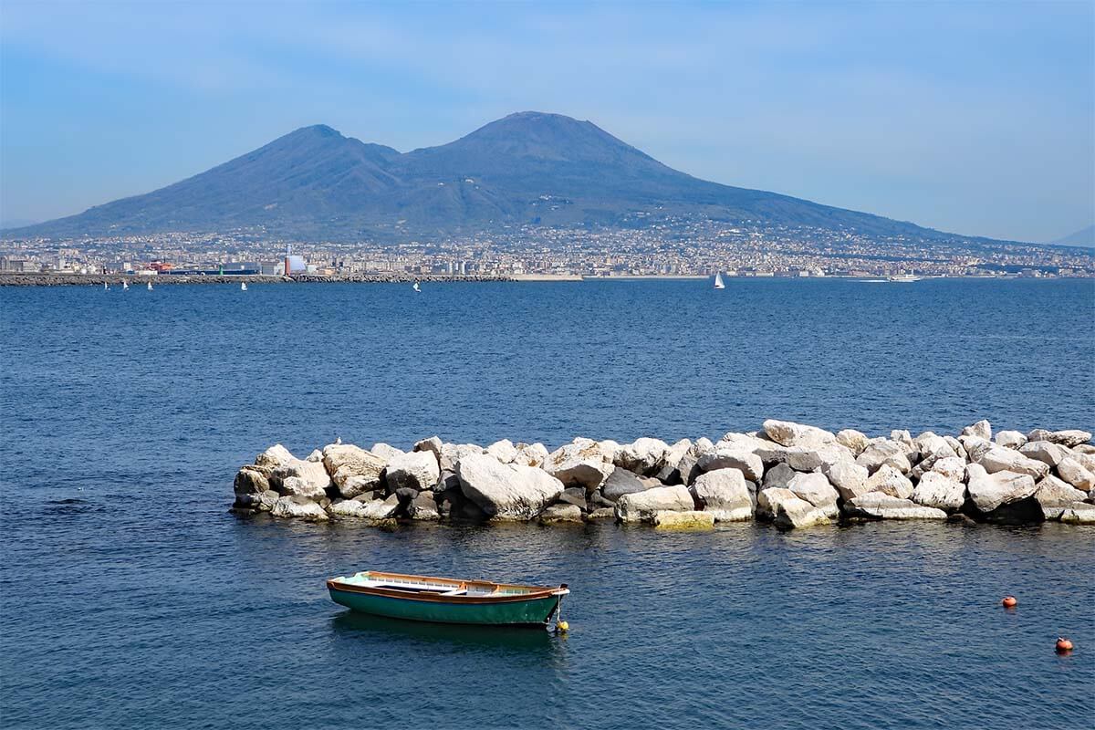 Mt Vesuvius view from Naples harbor