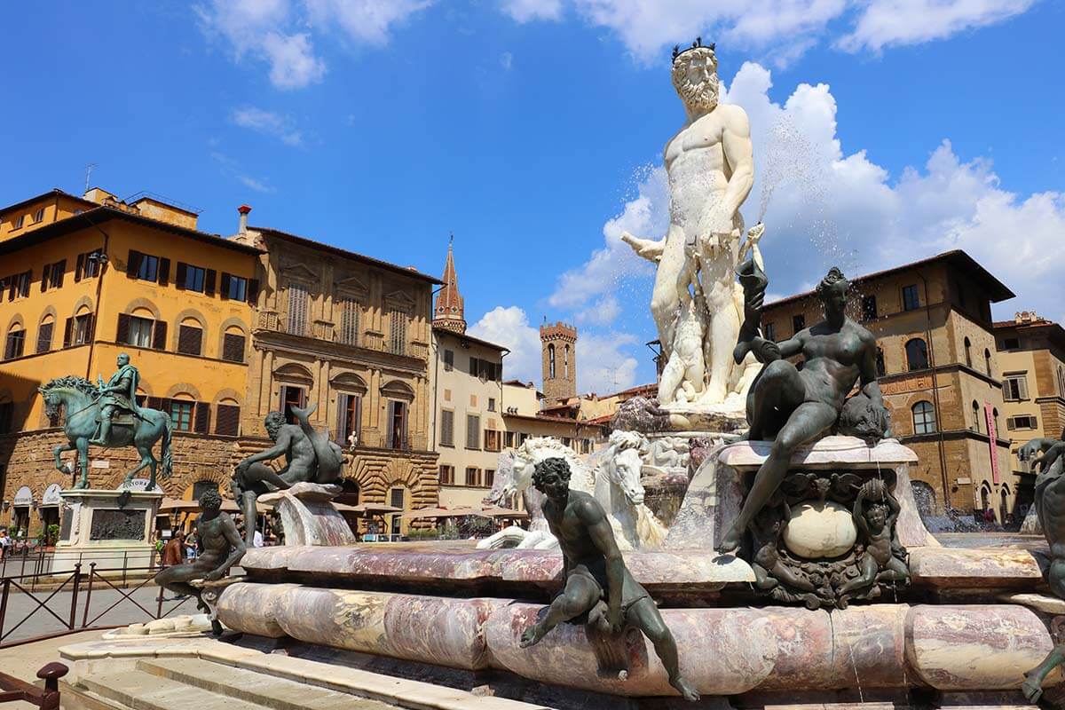 Neptune Fountain on Piazza della Signoria in Florence Italy