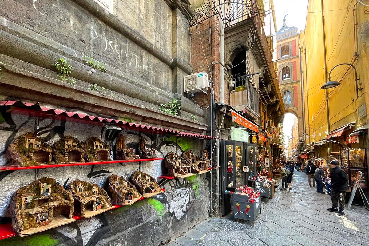 Via San Gregorio Armeno (Christmas street) in Naples Italy