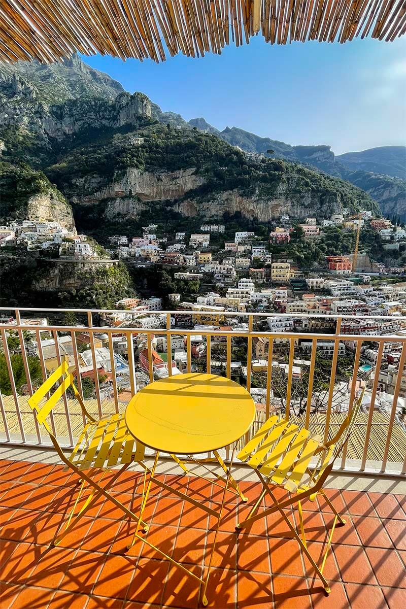 Amalfi Coast luxury villa terrace with a view on Positano town