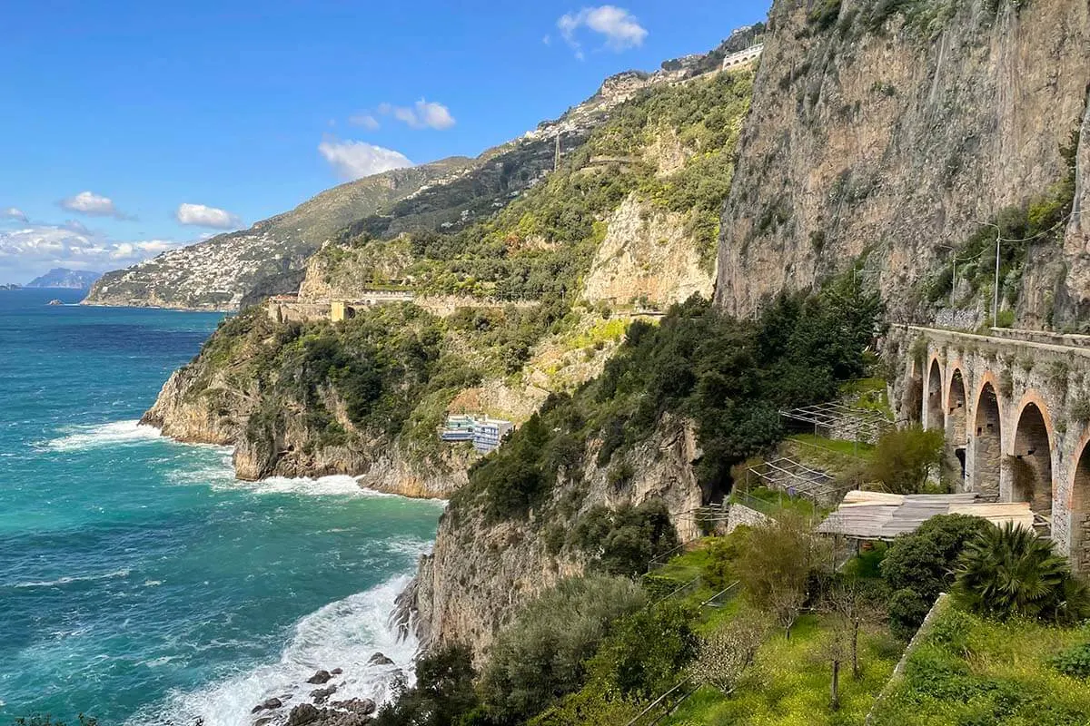 Amalfi Coast road and coastline