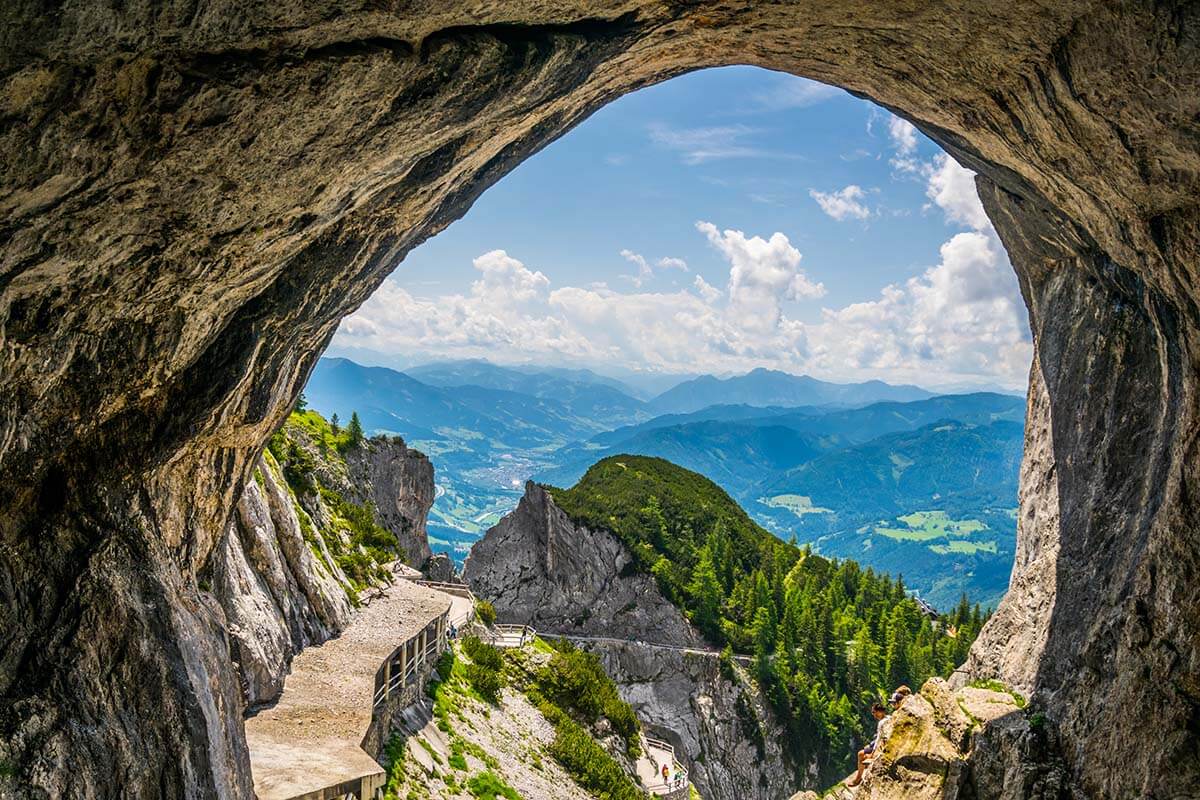 Austrian Alps as seen from Eisriesenwelt ice cave near Salzburg