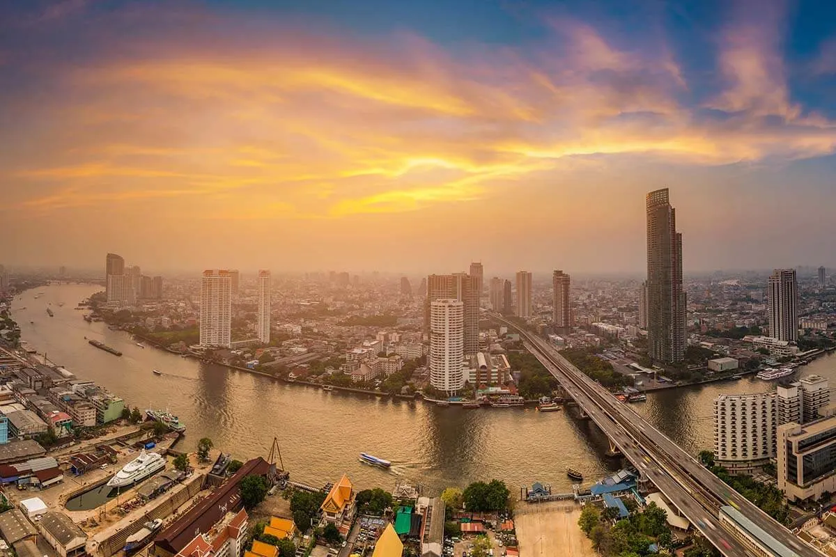 Bangkok skyline and Chao Phraya River
