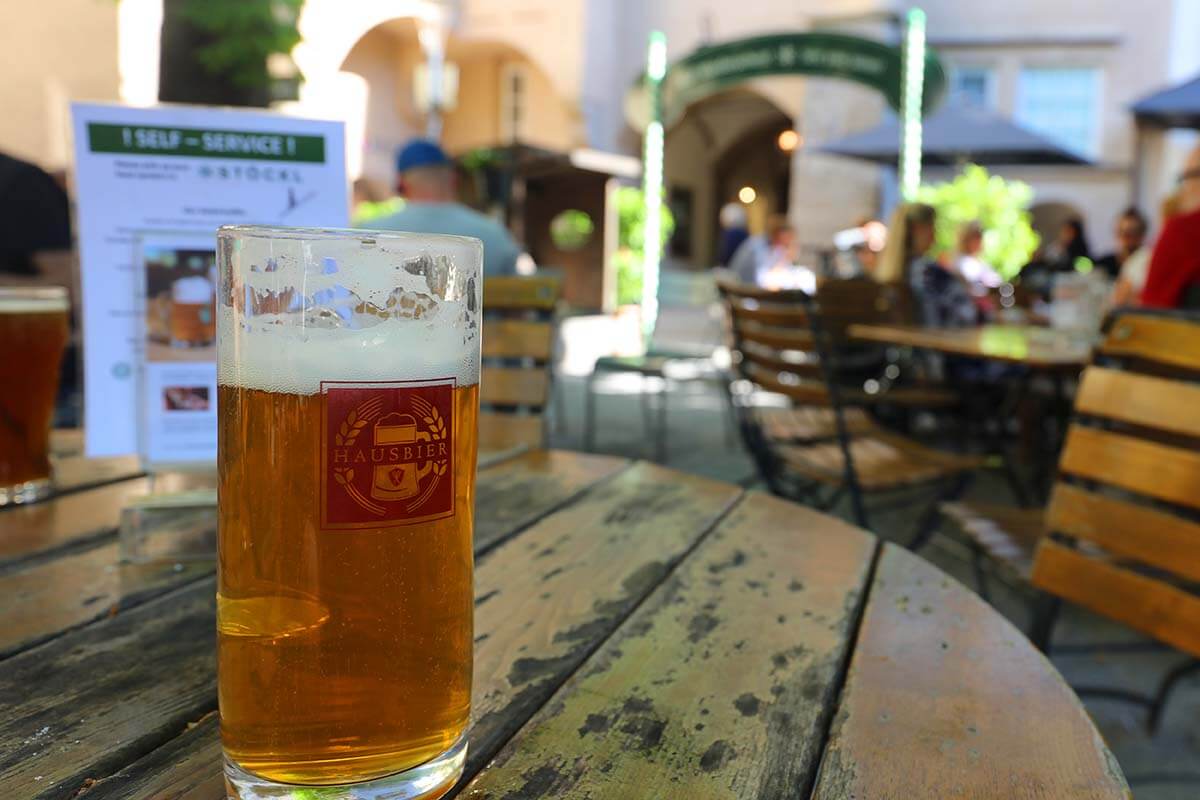 Beer at Stern beer garden in Salzburg