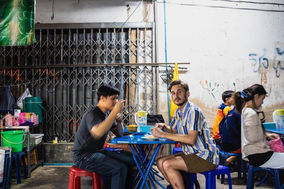Dining at a local restaurant in Suan Phlu neighborhood in Bangkok