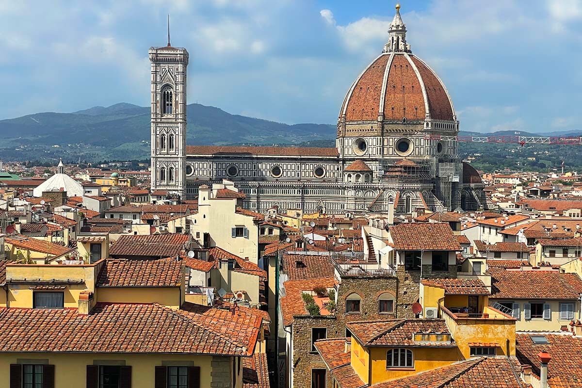 Florence Duomo and city view from Arnolfo Tower at Palazzo Vecchio