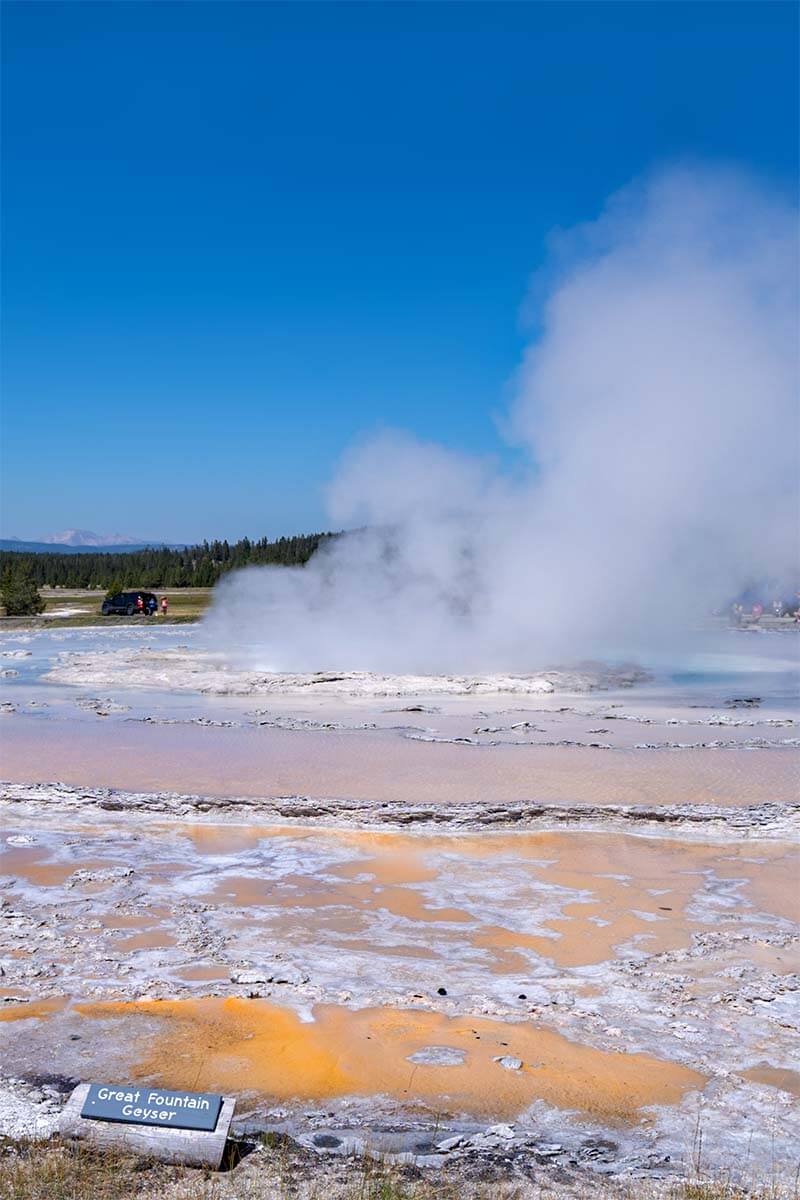 Great Fountain Geyser on Firehole Lake Drive in Yellowstone National Park