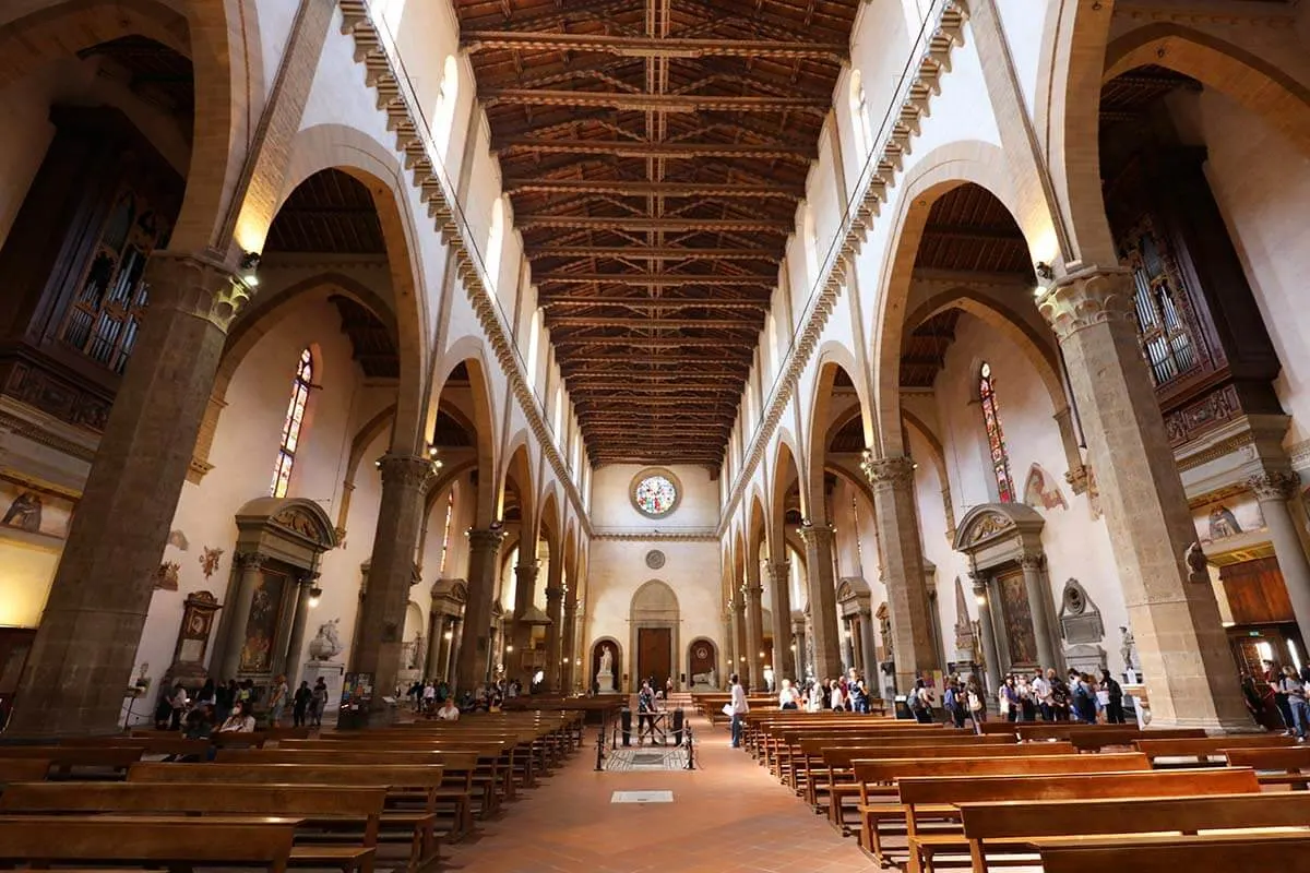 Inside the Basilica of Santa Croce in Florence