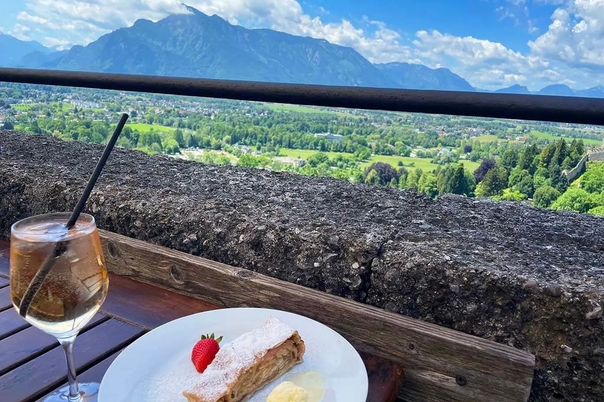 Lunch with a view at a restaurant at Hohensalzburg Fortress in Salzburg