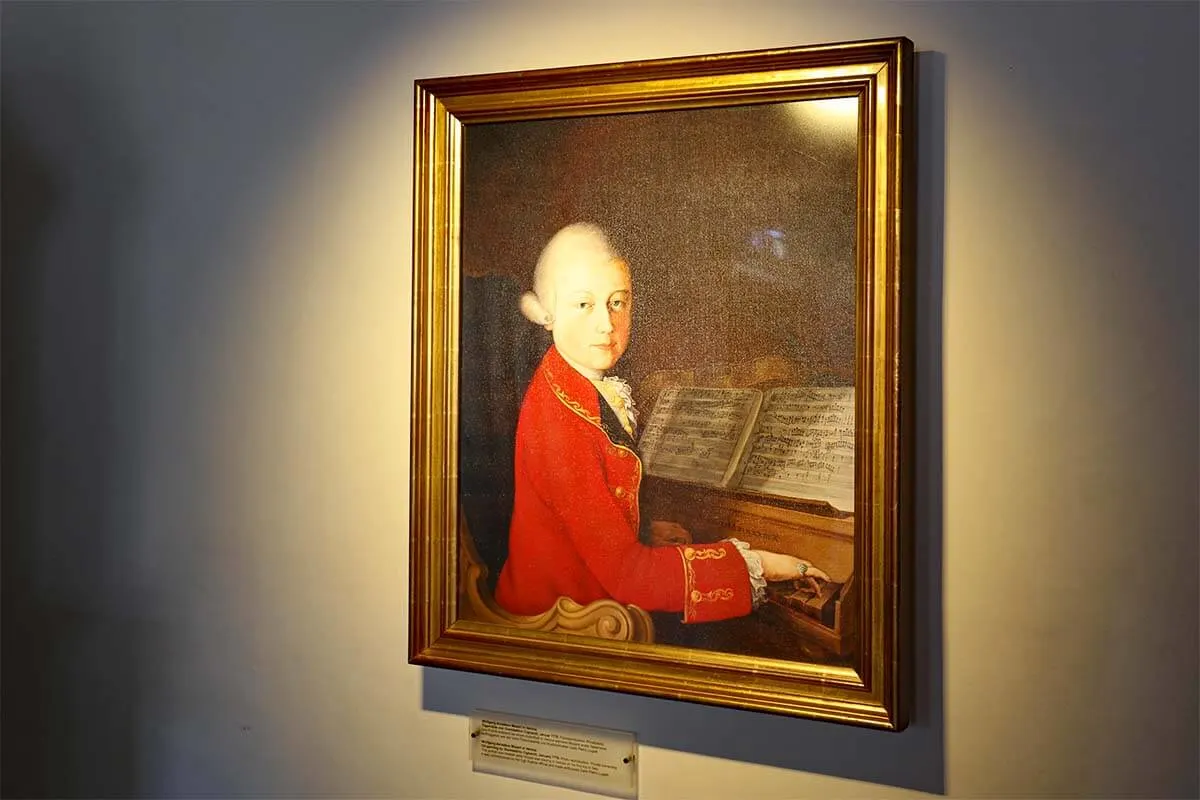Mozart portrait at Mozart's Birthplace in Salzburg