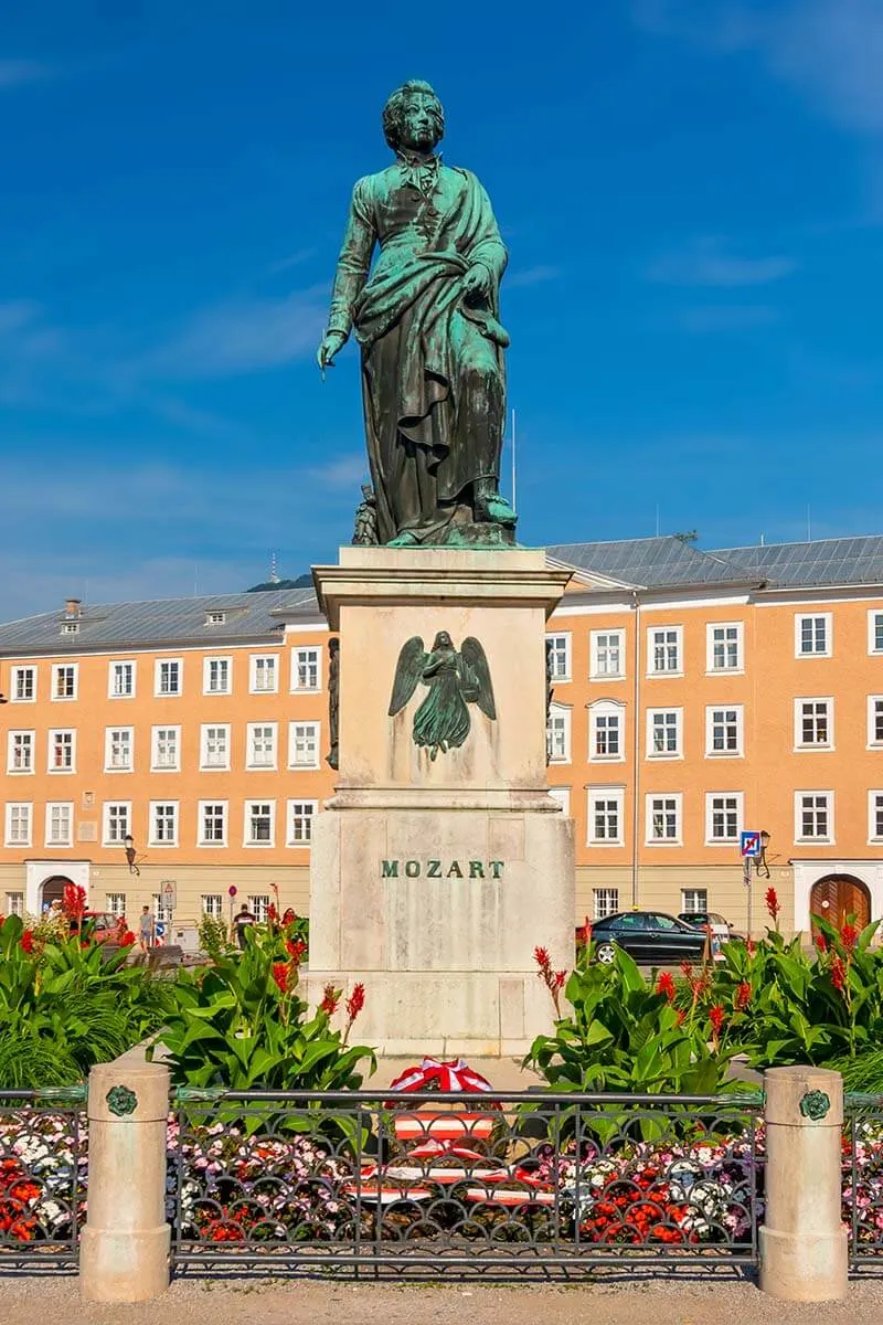 Mozart statue on Mozartplatz in Salzburg, Austria