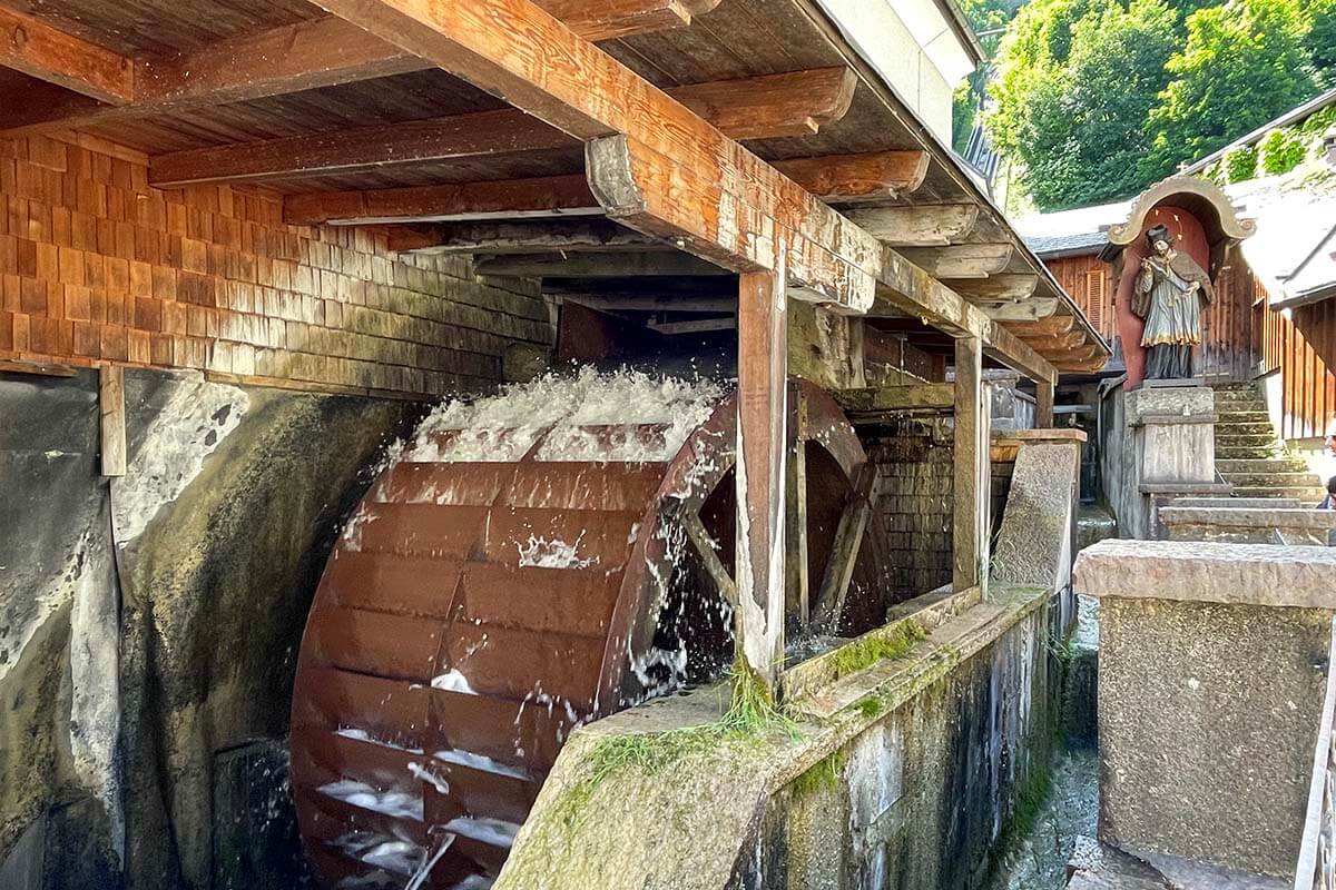 Old water wheel at the mill of the oldest bakery in Salzburg
