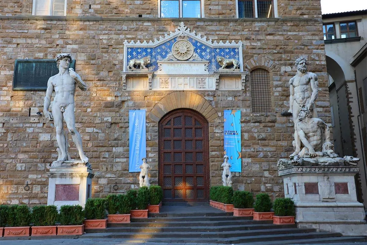 Palazzo Vecchio entrance on Piazza della Signoria, Florence