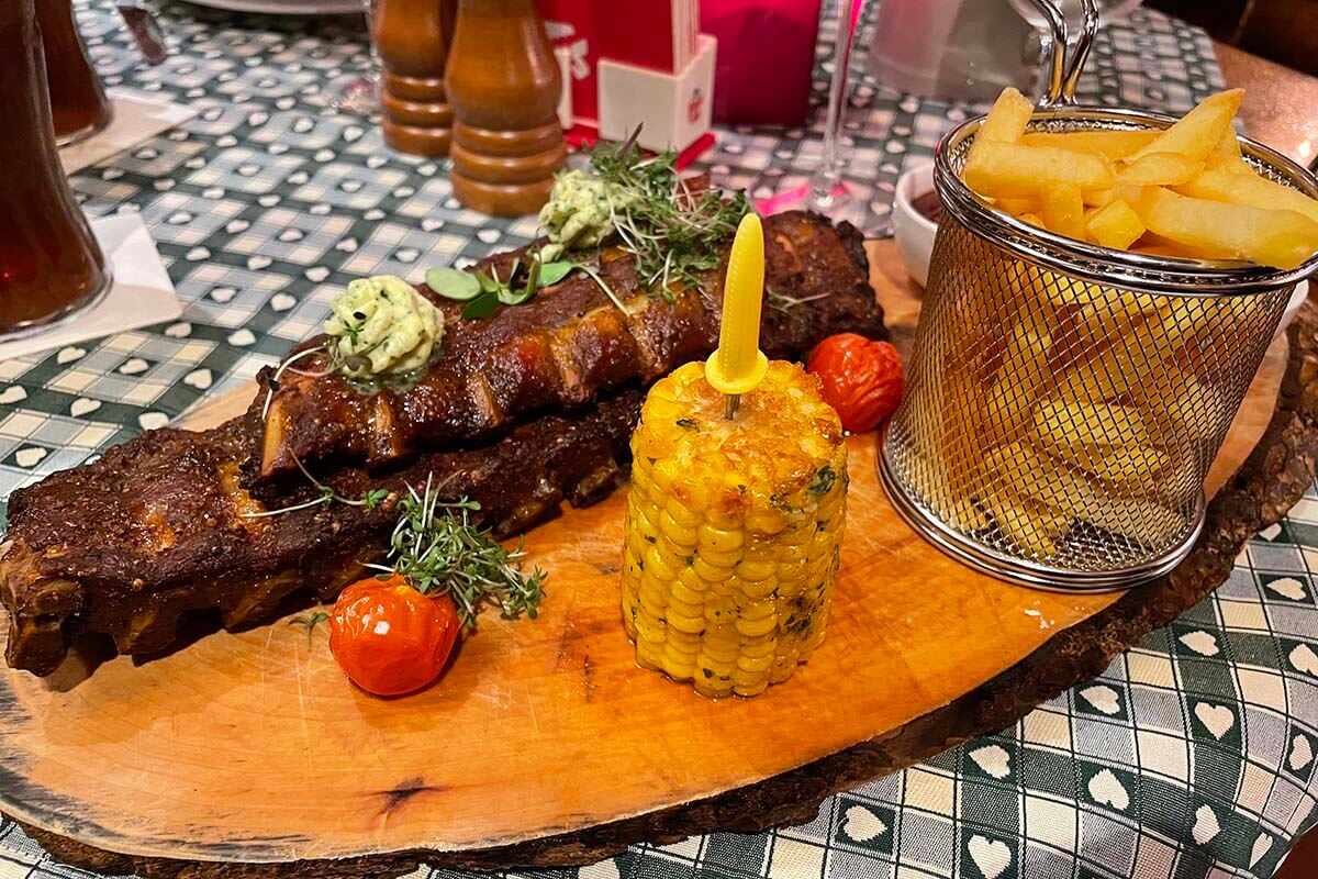 Spare ribs dinner at Pitter Keller restaurant in Salzburg