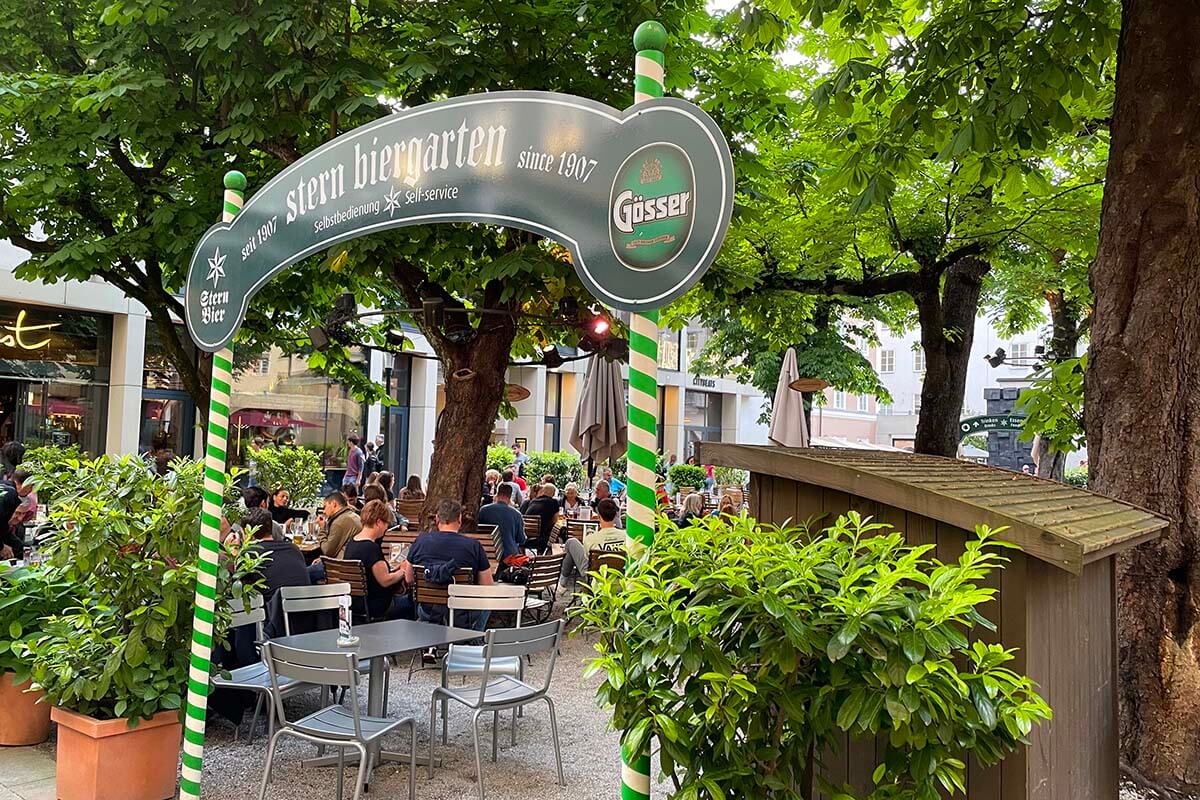 Stern beer garden (Sternbräu) in Salzburg Austria