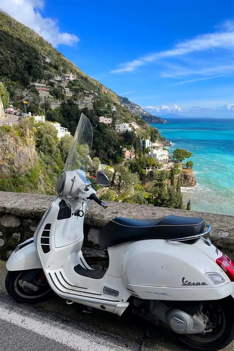 Vespa scooter on the Amalfi Coast