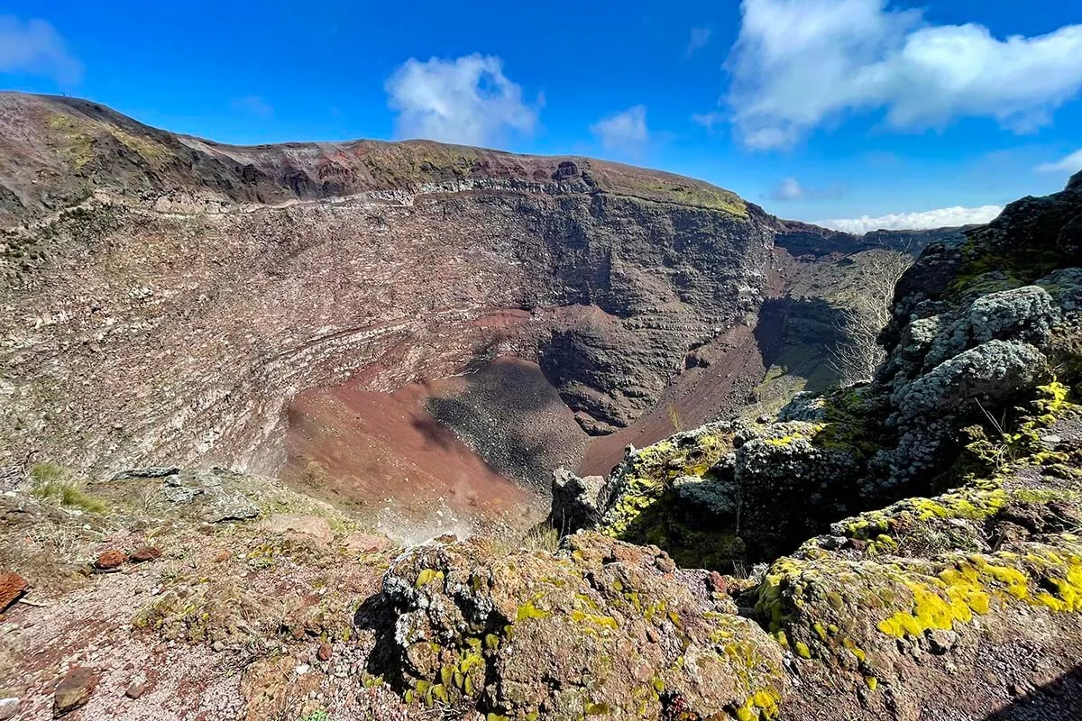 Vesuvius volcano crater as seen from one of the viewpoints along Il Gran Cono trail