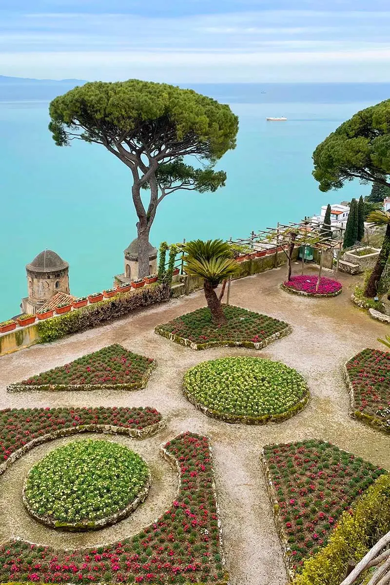 Villa Rufolo gardens and views in Ravello on the Amalfi Coast