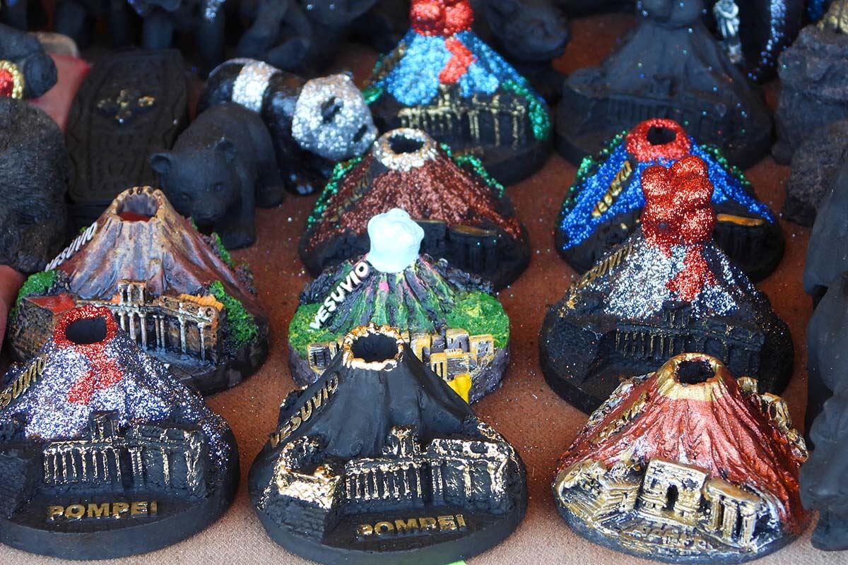 Volcano souvenirs for sale at Mount Vesuvius