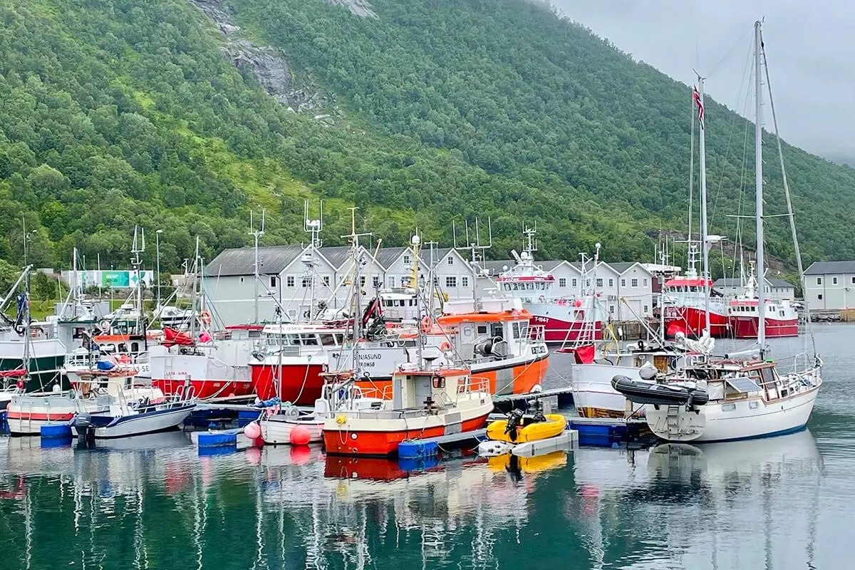 Husøy harbor on Senja island in Norway