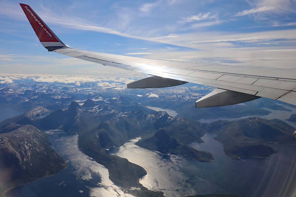 North Norway scenery as seen from an airplane window