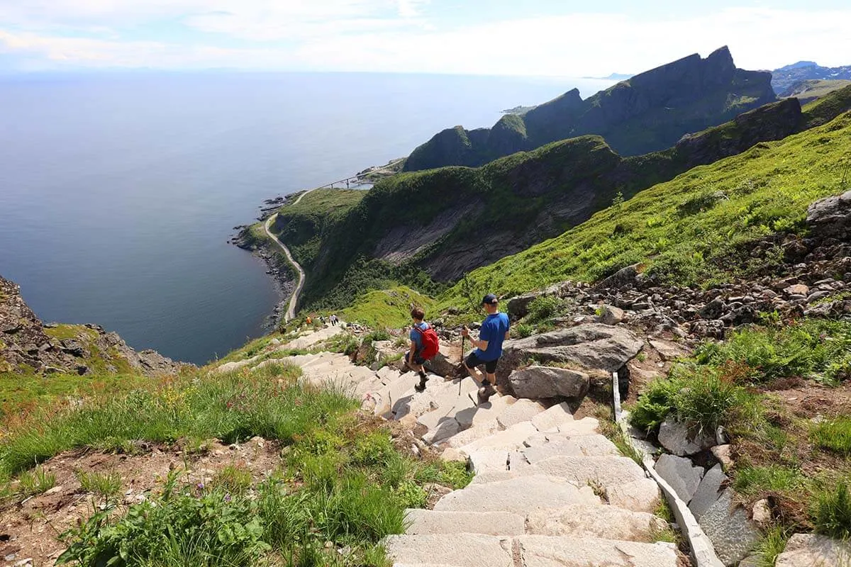 Sherpa stairs at Reinebringen mountain in Lofoten, Norway