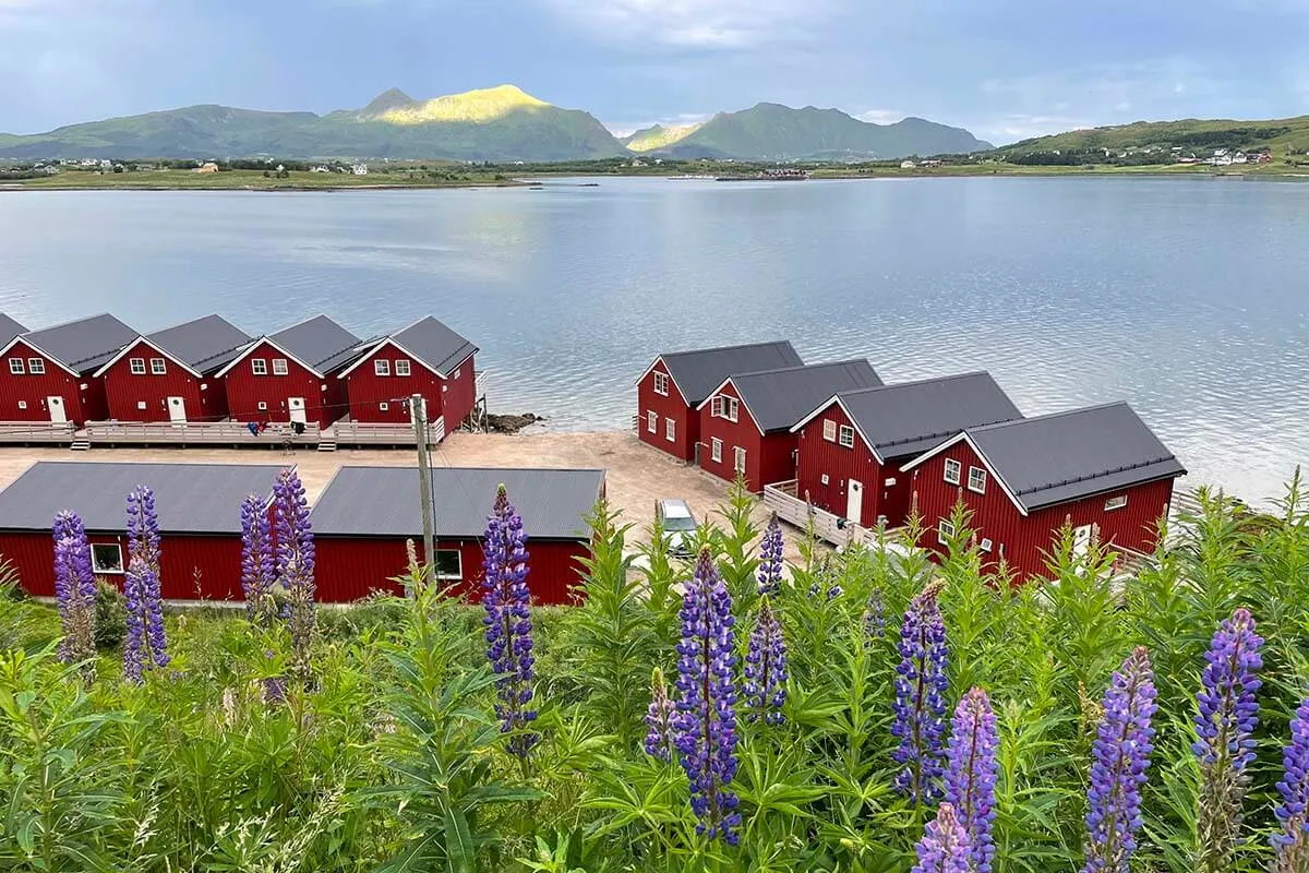 Red fishermen's cabins accommodation in Lofoten Norway
