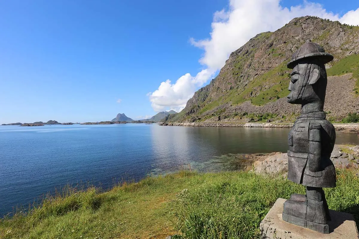 Turisten sculpture in Stamsund, Lofoten, Norway