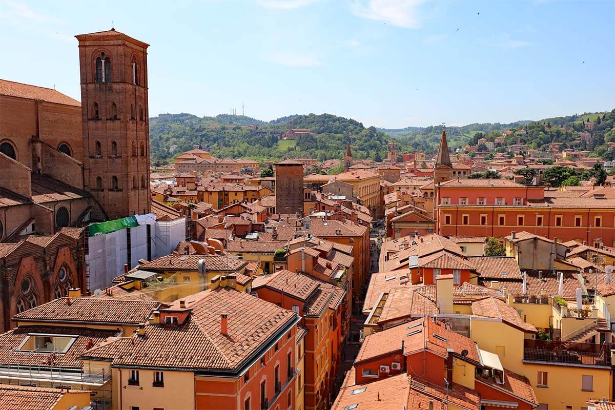 Bologna rooftops view from Torre dell'Orologio