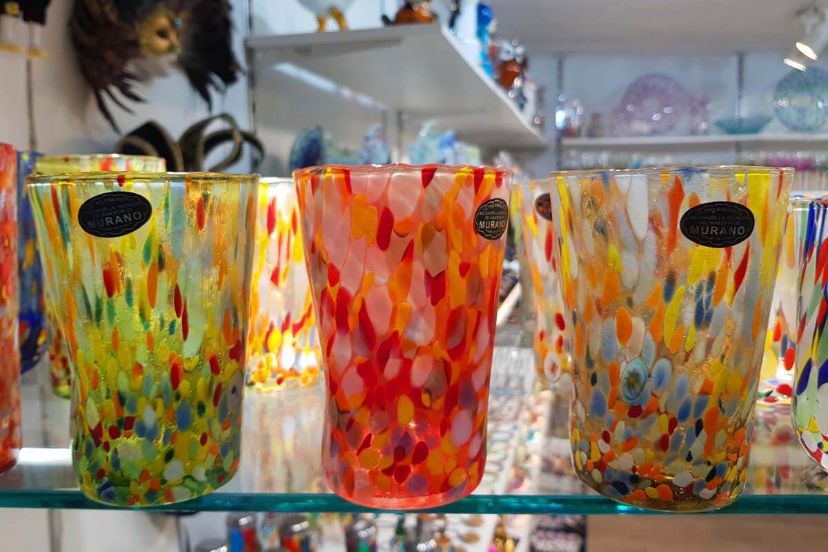 Colorful Murano glass for sale in Venice