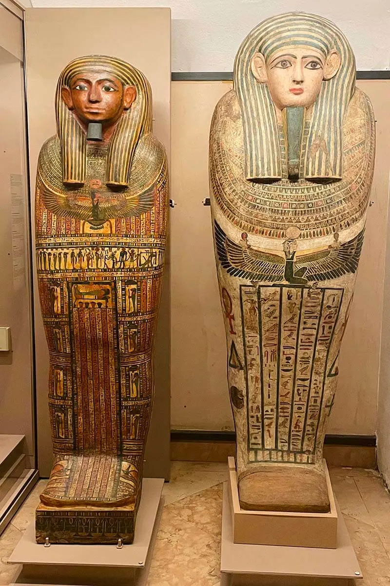 Egyptian mummy sarcophagus in Museo Civico Archeologico in Bologna