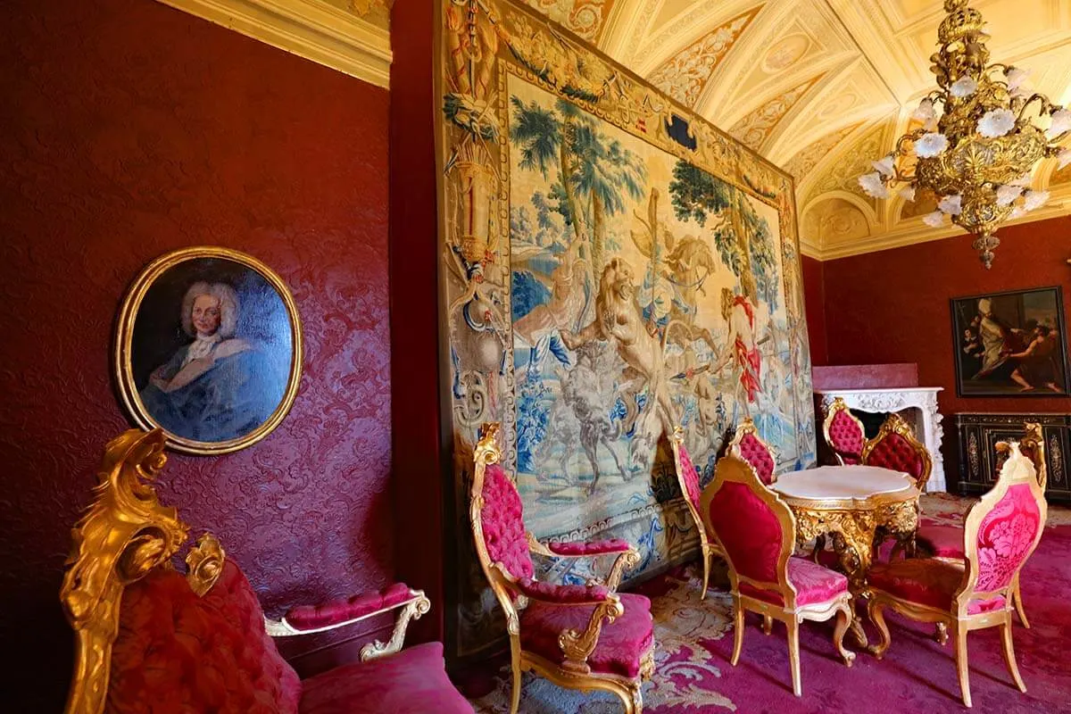 Lavish chambers inside Villa Monastero in Varenna, Lake Como, Italy
