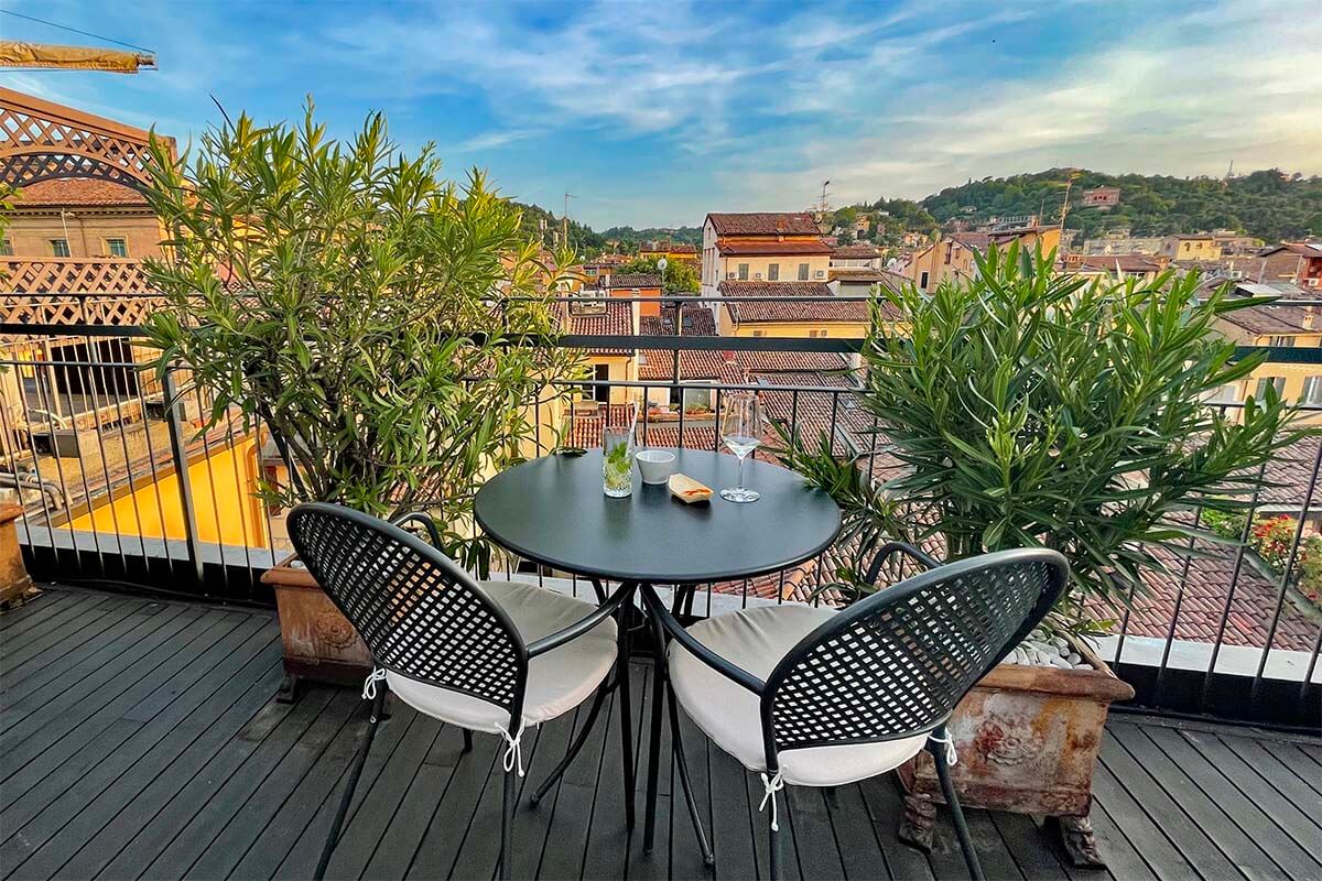 Rooftop terrace of Hotel Touring in Bologna