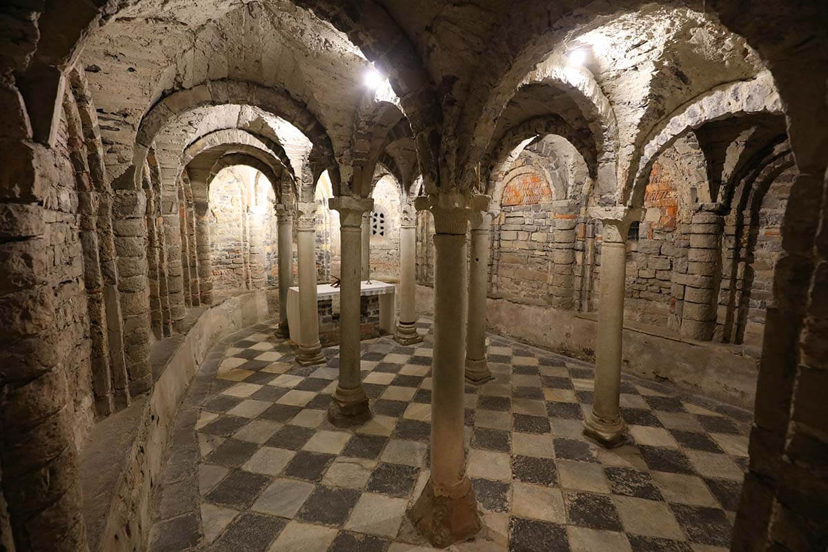 St Stefano Church underground crypt in Lenno town on Lake Como
