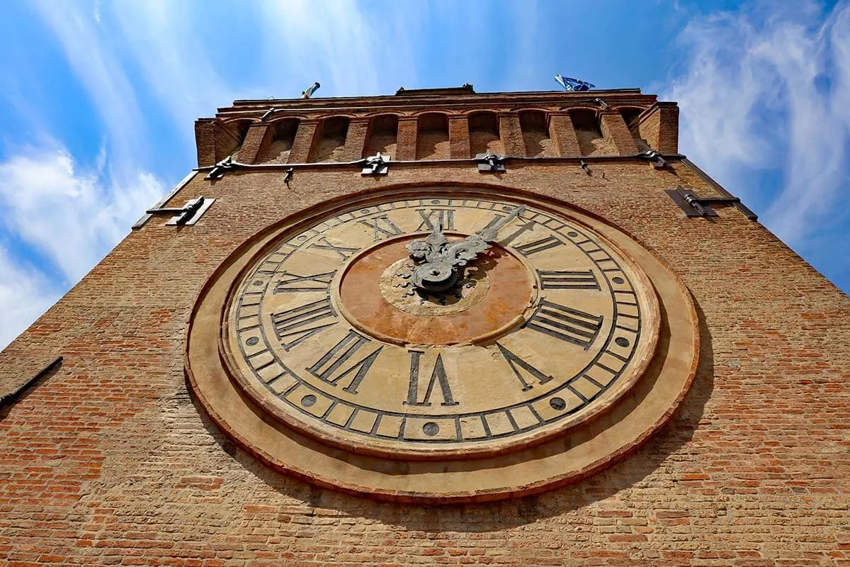 The clock of Torre dell'Orologio in Bologna