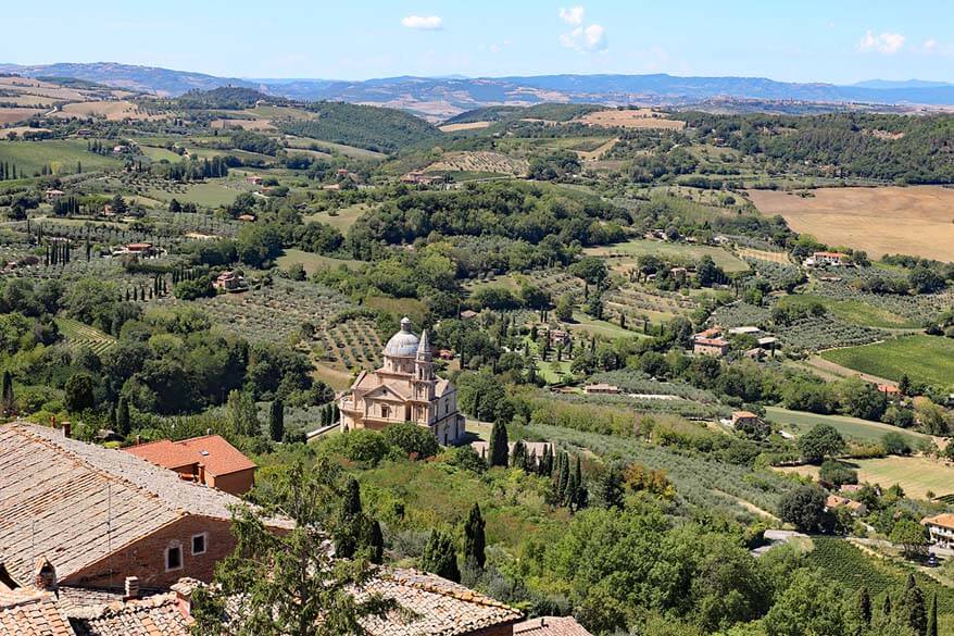 Tuscan landscapes as seen from Montepulciano town