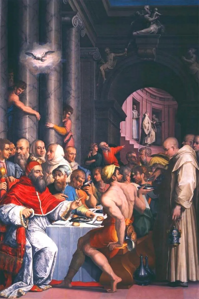 Vasari painting Feast of St Gregory the Great at Pinacoteca Nazionale in Bologna