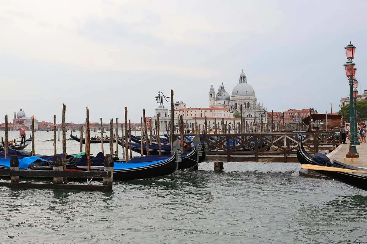 Venetian gondolas on Venice Lagoon