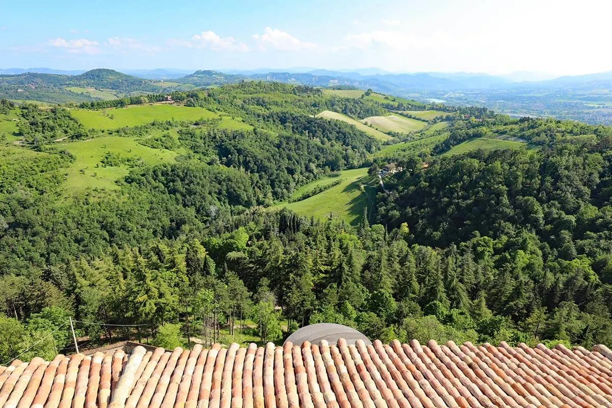 Views from the terrace of the Sanctuary of Madonna di San Lucca in Bologna