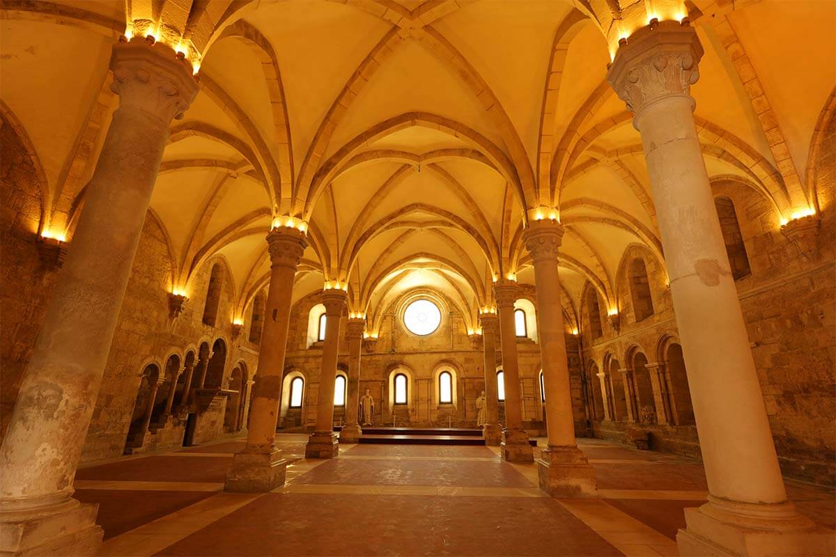 Alcobaca monastery refectory with a vaulted ceiling