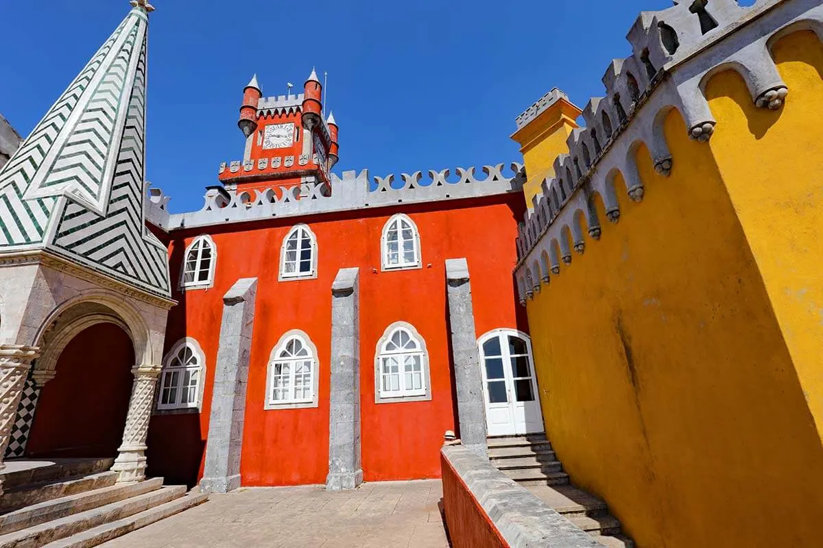 Colorful buildings of Pena Palace in Sintra Portugal