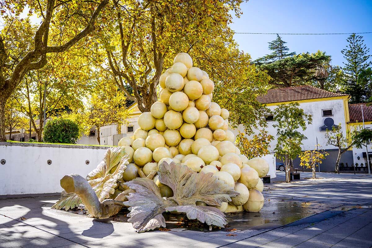 Grape sculpture in Azeitao town in Portugal