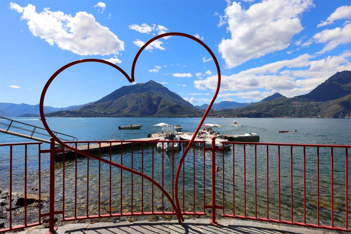 Heart-shaped frame on Lovers Walk in Varenna, Italy