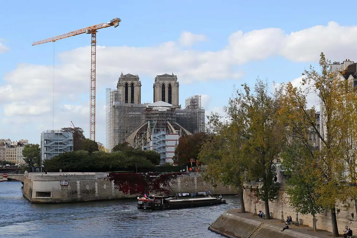 Paris Notre Dame Cathedral under construction after the fire