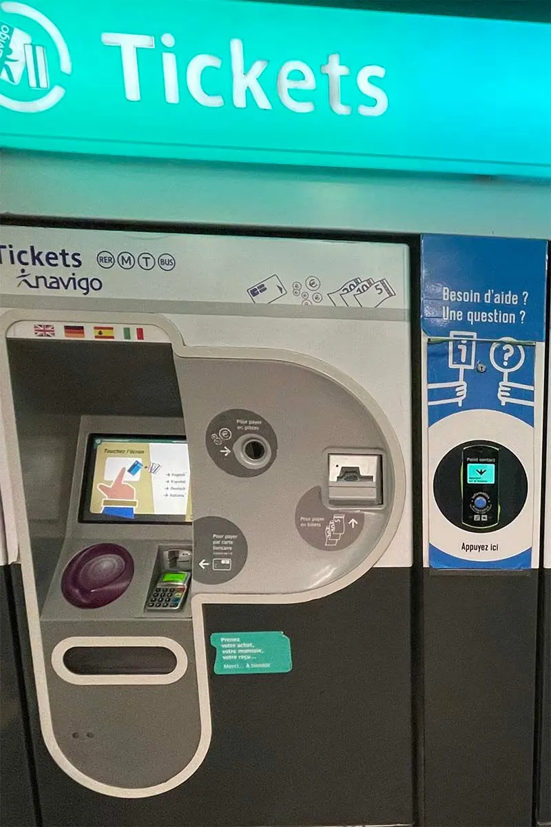 Máquina expendedora de billetes del metro de París