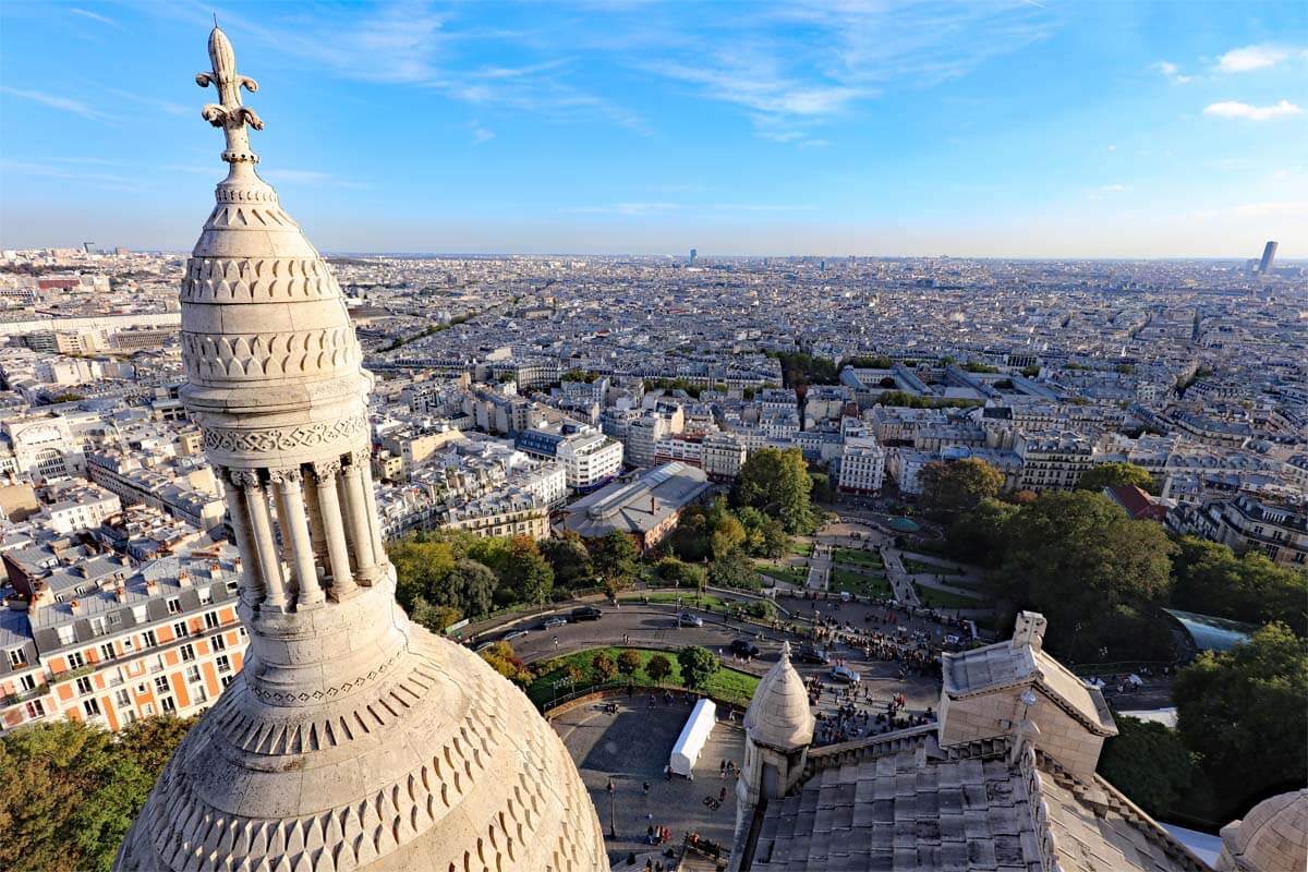 Paris panoramic view from Sacre Coeur Basilica Dome